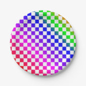 虹色パタ市松模様にーン ペーパープレート (正面)