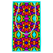 虹色パッチワーク幾何反復パターン スモールペーパーバッグ (正面)