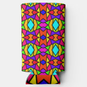 虹色パッチワーク幾何反復パターン スリム缶クーラー (裏面)