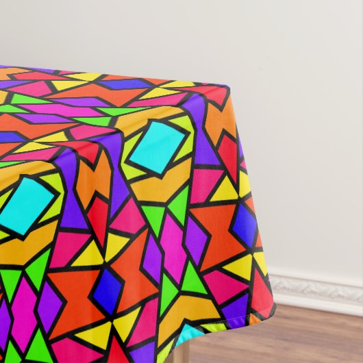 虹色パッチワーク幾何反復パターン テーブルクロス (インサイチュ)