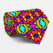 虹色パッチワーク幾何反復パターン ネクタイ (ロール)