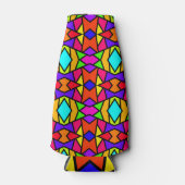 虹色パッチワーク幾何反復パターン ボトルクーラー (正面)