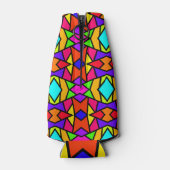 虹色パッチワーク幾何反復パターン ボトルクーラー (裏面)