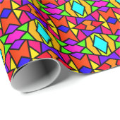 虹色パッチワーク幾何反復パターン ラッピングペーパー (ロールコーナー)