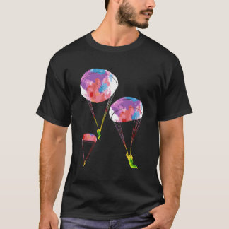 虹色パラシュートスカイダイビングスカイダイバー Tシャツ