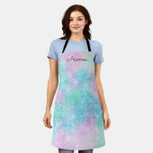 虹色パーソナライズされた名キッチンエプロン エプロン (着用した状態)