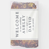 虹色パープルグリッター結婚のウェルカムバナー 横断幕 (縦)