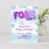 虹色パープルフォームパーティー誕生日 招待状 (スタンド正面)