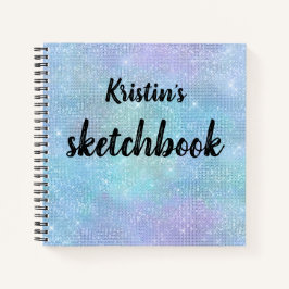 虹色パープルブルーグリッター名Sketchbook ノートブック