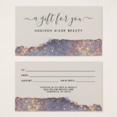 虹色パープル金ゴールドグラムグリッターギフトカード (正面&裏面)