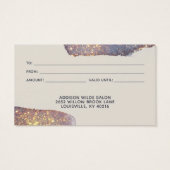 虹色パープル金ゴールドグラムグリッターギフトカード (裏面)