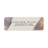 虹色パープル金ゴールドグラムグリッター差出人住所 ラベル (正面)