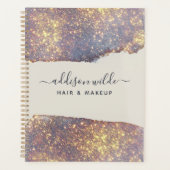 虹色パープル金ゴールドグラムグリッター プランナー手帳 (正面)