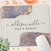 虹色パープル金ゴールドグラムグリッター マウスパッド