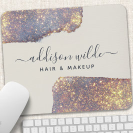 虹色パープル金ゴールドグラムグリッター マウスパッド