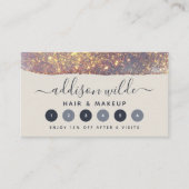 虹色パープル金ゴールドグラムグリッター ロイヤリティカード (正面)