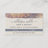 虹色パープル金ゴールドグラムグリッター 予約カード (正面)