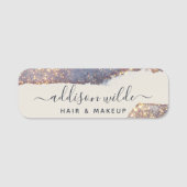 虹色パープル金ゴールドグラムグリッター 名札 (正面)