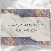 虹色パープル金ゴールドグリッターの移動のお知らせ 案内ポストカード