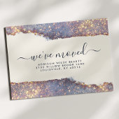 虹色パープル金ゴールドグリッターの移動のお知らせ 案内ポストカード