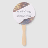 虹色パープル金ゴールドグリッターシ結婚ック ハンドファン (正面)