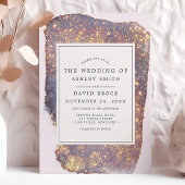 虹色パープル金ゴールドグリッター結婚式招待状 招待状