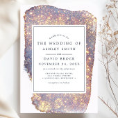 虹色パープル金ゴールドグリッター結婚式招待状 招待状