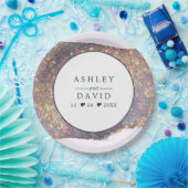 虹色パープル金ゴールド結婚グリッターの紙プレート ペーパープレート (パーティー)