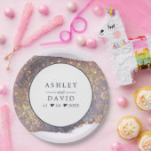 虹色パープル金ゴールド結婚グリッターの紙プレート ペーパープレート (パーティー)