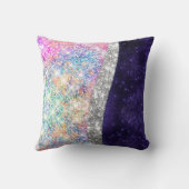 虹色パープル銀フェイクグリッターモノグラム クッション (裏面)