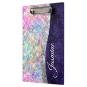 虹色パープル銀フェイクグリッターモノグラム クリップボード (左)