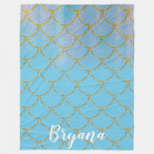 虹色パールきらめくスパークルマーメイドはかりで測 フリースブランケット (正面)