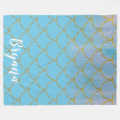 虹色パールきらめくスパークルマーメイドはかりで測 フリースブランケット (正面(横))