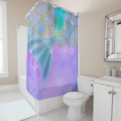 虹色パールきらめくスパークルマーメイドテール シャワーカーテン (インサイチュ)