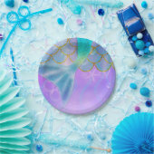 虹色パールきらめくマーメイドバースデーパーティー ペーパープレート (パーティー)