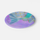 虹色パールきらめくマーメイドバースデーパーティー ペーパープレート (アングル)