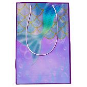 虹色パールきらめくマーメイドバースデーパーティー ミディアムペーパーバッグ (正面)