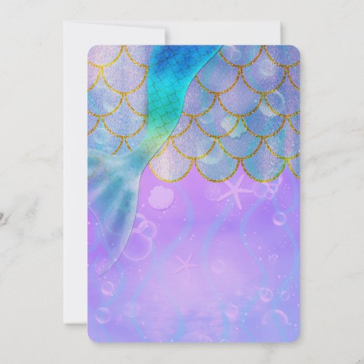 虹色パールきらめくマーメイドバースデーパーティー 招待状 (裏面)