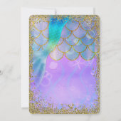虹色パールグリッター・マーメイドの誕生日パーティ 招待状 (裏面)