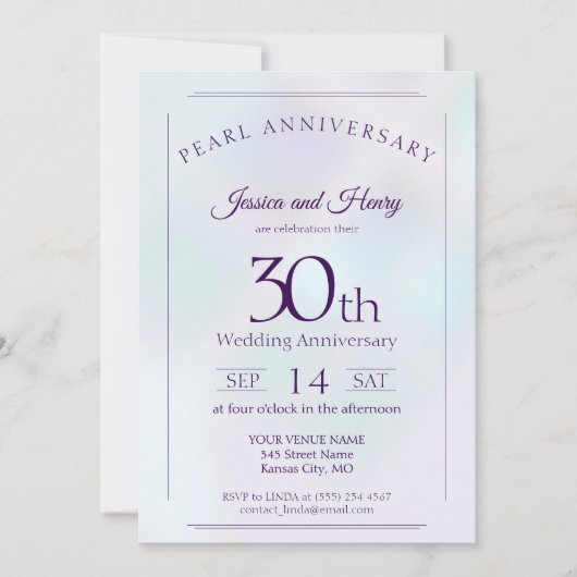 虹色パール30結婚周年 招待状 (正面)