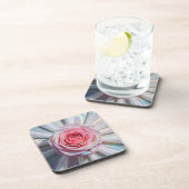 虹色ピンクのバラの乳白色コースターセット コースター (右側)
