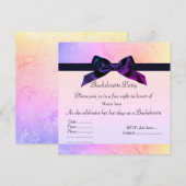 虹色ピンクの独身パーティー招待状 招待状 (正面/裏面)