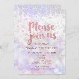 虹色ピンクスパークルグラムパーティの招待状 招待状