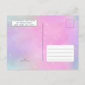 虹色ピンクティール(緑がかった色)マーメイドテールプール誕生日 インビテーションポストカード (裏面)