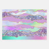 虹色ピンク色の光沢のあるフォイルグリッター階級 ラッピングペーパーシート (正面2)