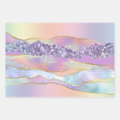 虹色ピンク色の光沢のあるフォイルグリッター階級 ラッピングペーパーシート (正面)