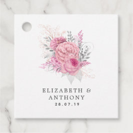 虹色ピンク、シルバー、白のフローラ結婚ズ フェイバータグ