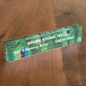 虹色ピーコック羽根美しいサロン デスクネームプレート (側面)