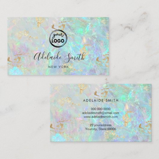 虹色フェイクのオパール石の背景 名刺 (正面/裏面)