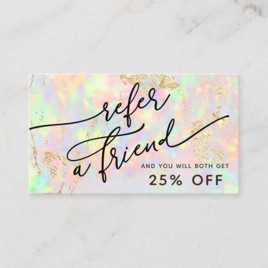 虹色フェイクオパール質紹介カード 名刺 (正面)